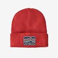 Ridge Rise Stripe: Sumac Red - Patagonia - Kid's Logo Beanie