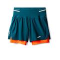 Deep Sea/Flame - Brooks Running - Men's High Point 5" 2-in-1 Short 2.0