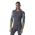 Charcoal/Winter Moss - Smartwool - Men's Intraknit Thermal Merino Base Layer Colorblock Crew