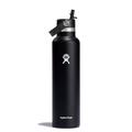 Black - Hydro Flask - 24 oz Standard Mouth w/ Flex Straw Cap - Snapper