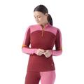 Currant-Garden Pink - Smartwool - Women's Classic Thermal Merino Base Layer Colorblock 1/4 Zip