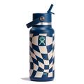 Checkered Indigo - Hydro Flask - 32 oz Wide Mouth with Flex Straw Cap