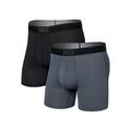 Turbulence/Black - Saxx - Men's Quest Quick-Dry Mesh (2 Pack) Boxer Briefs