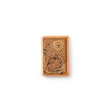 Men's Trifold Wallet Tan Floral Logo Embroidery