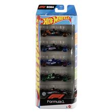 Hot Wheels 5-Pack Race Team, Set Of 5 Formula 1-Themed 1:64 Scale Die-Cast Toy Cars by Mattel