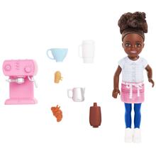 Barbie Chelsea Can Be - Barista Doll And 7 Career-Themed Accessories Including Coffee Maker