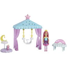 Barbie Dreamtopia Chelsea Small Doll And Accessories, Playset With Canopy Swing, Kitten And More