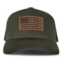 Men's American Flag Leather Patch Trucker Cap by Wolverine