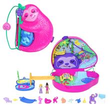 Polly Pocket Dolls And Playset, Travel Toys, Sloth Family 2-In-1 Purse Compact by Mattel