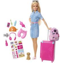 Barbie Travel Doll, Blonde, With Puppy And Suitcase by Mattel