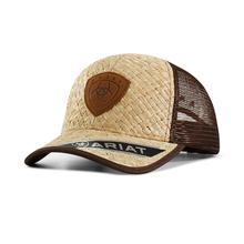 Men's Shield patch natural weave cap