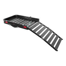 CURT 50" x 30" Black Aluminum Hitch Cargo Carrier with Ramp (Folding 2" Shank) by LIPPERT