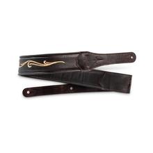 Spring Vine 2.5" Embroidered Leather Guitar Strap - Chocolate Brown