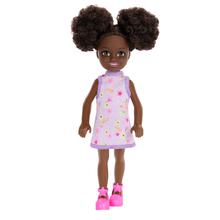 Barbie Chelsea Doll, Small Doll Wearing Removable Purple Floral Dress With Space Buns & Brown Eyes