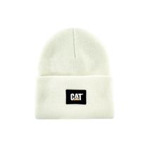 Men's Cat Label Cuff Beanie White