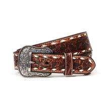 Men's Floral Emboss White Ribbon Belt by Ariat