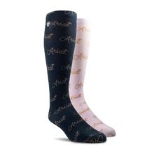 Women's Ariat Script Knee High Sock 2 Pair Multi Color Pack by Ariat