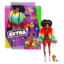 Barbie Extra Doll In Rainbow Coat With Pet Dog Toy by Mattel