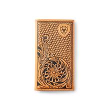 Men's Rodeo Wallet Tan Floral Logo Embroidery by Ariat in Pasadena CA