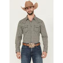 Men's High Strung Dobby Plaid Print Long Sleeve Snap Western Shirt by Moonshine Spirit