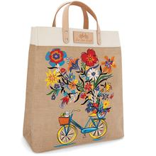 Bicycle Fun Burlap Tote by Brighton