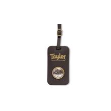 Leather Luggage Tag W/Concho, Chocolate Brown, Gold Logo by Taylor Guitars in Northridge CA