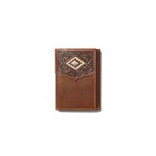 Men's Diamond Emboss Brown Trifold Wallet by Ariat