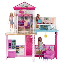 Barbie Dollhouse And Furniture Set With 3 Dolls, Pool And Slide, Refrigerator With Water Feature, Bathtub, Loft Bed, Couch And Accessories by Mattel