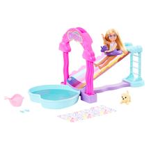 Barbie Chelsea Rainbow "Raining" Water Slide Toy Playset With Doll, Pup, & Accessories by Mattel