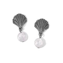 Silver Shells Pearl Drop Earrings by Brighton