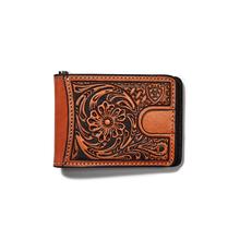 Men's Bifold Wallet Tan Floral Logo Embroidery