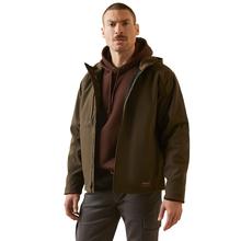 Men's Rebar Stretch Canvas Softshell Hooded Logo Jacket