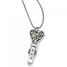 Floating Heart Badge Clip Necklace