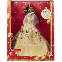 2023 Holiday Barbie Doll, Seasonal Collector Gift, Golden Gown And Dark Brown Hair by Mattel