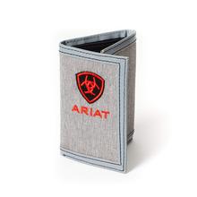 Men's Red Shield Gray Fabric Trifold Wallet by Ariat