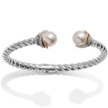 Neptune's Rings Pearl Open Hinged Bangle by Brighton