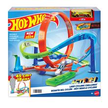 Hot Wheels Action Loop Cyclone Challenge Track Set With 1:64 Scale Toy Car, Easy Storage by Mattel