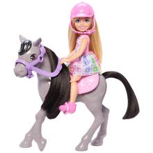 Barbie Chelsea Doll & Horse Toy Set, Includes Helmet Accessory, Doll Bends At Knees To "Ride" Pony by Mattel