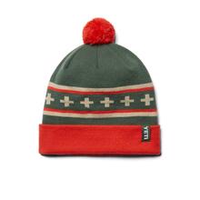 Pom Beanie - Green/Orange