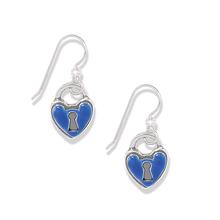 One Heart Padlock French Wire Earrings by Brighton