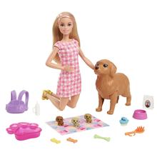 Barbie Doll (Blonde) And Newborn Pups Playset by Mattel