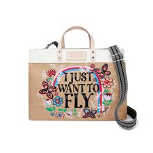 Fly Away East West Burlap Tote by Brighton