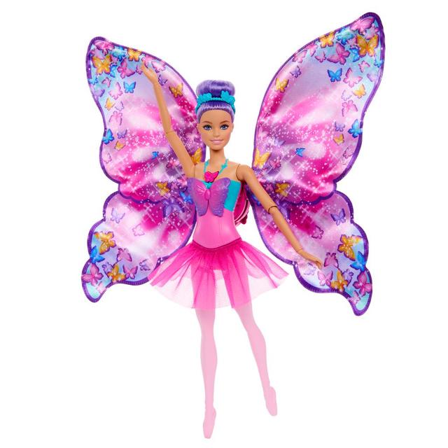 Mattel - Barbie Dance And Flutter Doll With 2-In-1 Transformation From Dancer To Butterfly, Purple Hair