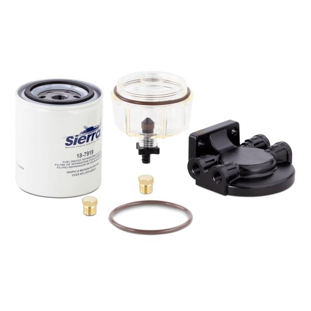 Sierra Parts - 118-7932-1 Fuel Water Separating Filter, 10 microns, 1/4" inlet/outlet threads, W/ Clear bowl