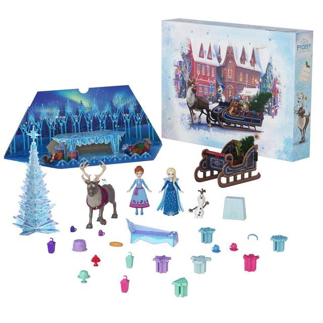 Mattel - Disney Frozen Advent Calendar With 24 Days Of Surprise Toys, Including Anna & Elsa Small Dolls