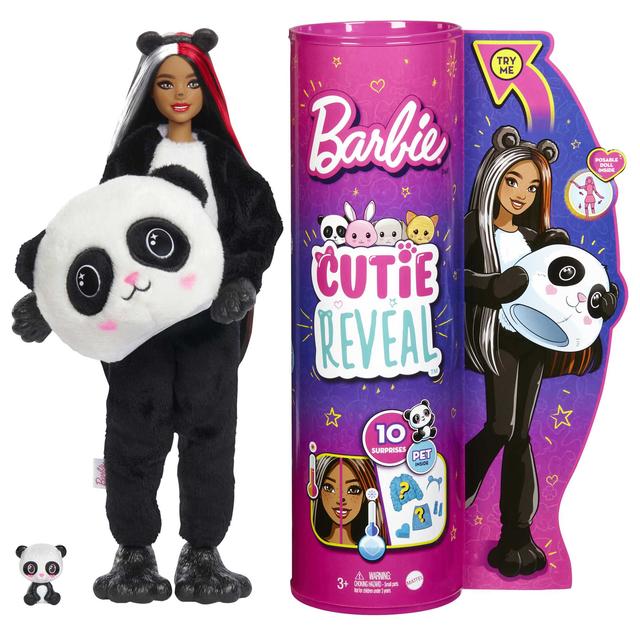 Mattel - Barbie Cutie Reveal Doll With Panda Plush Costume & 10 Surprises