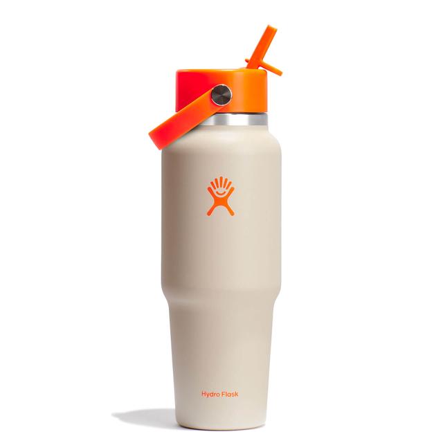 Hydro Flask - 32 oz Wide Mouth Travel Bottle with Flex Straw Cap - Neon Orange