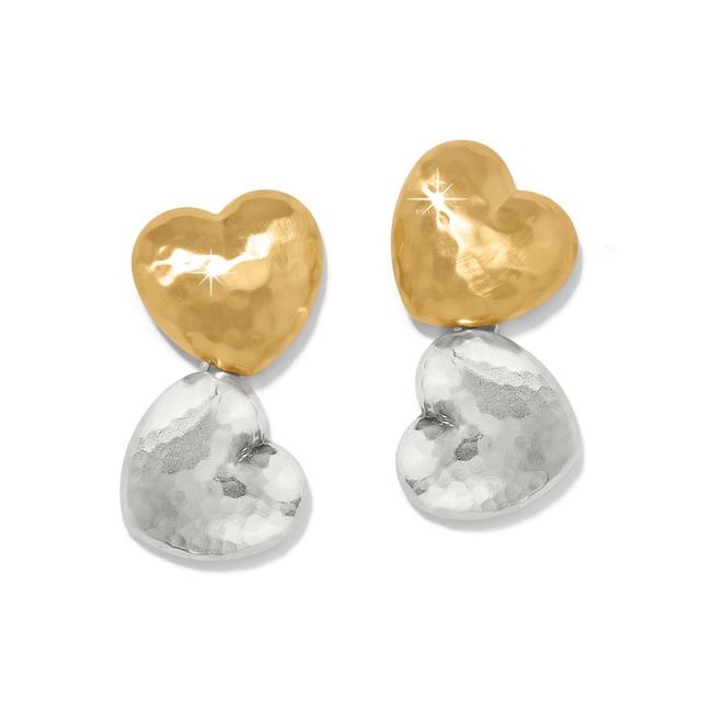 Brighton - Trianon Heart Small Two Tone Post Drop Earrings