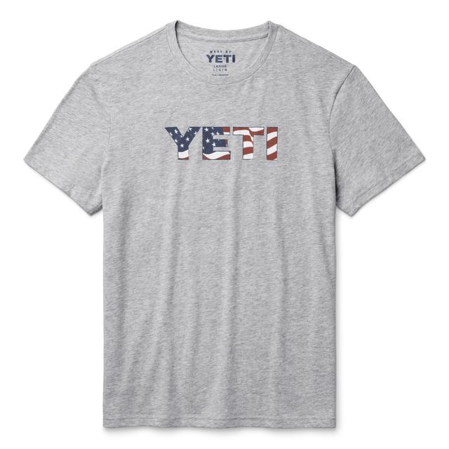 YETI - Waving Flag Badge Short Sleeve T-Shirt - Heather Gray - XXXL in Concord NC