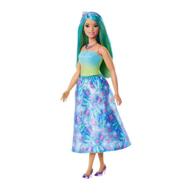 Mattel - Barbie Royal Doll With Blue-Highlighted Hair, Butterfly-Print Skirt And Accessories